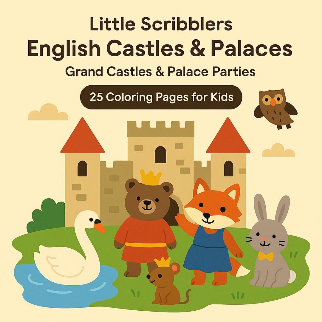 English Castles & Palaces Coloring Pages for Kids | 25 Printable Sheets ...