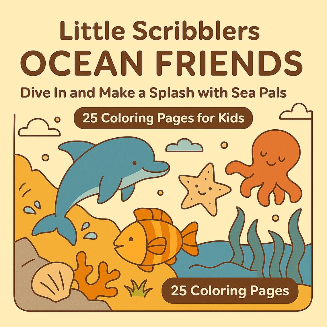 Ocean Friends Coloring Pages: 25 Sea Animal Printables (digital ...