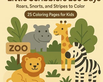 Zoo Animals Coloring Pages for Kids – 25 Printable Sheets (Digital Download)