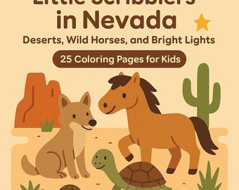 Nevada Coloring Pages for Kids – 25 Printable Sheets | Little Scribblers | Desert Wildlife, Bright Lights, Mountains | Digital Download