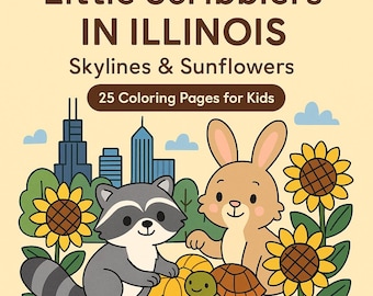 Illinois Kleurplaten voor kinderen – Bezienswaardigheden en dieren in het wild (digitale download)