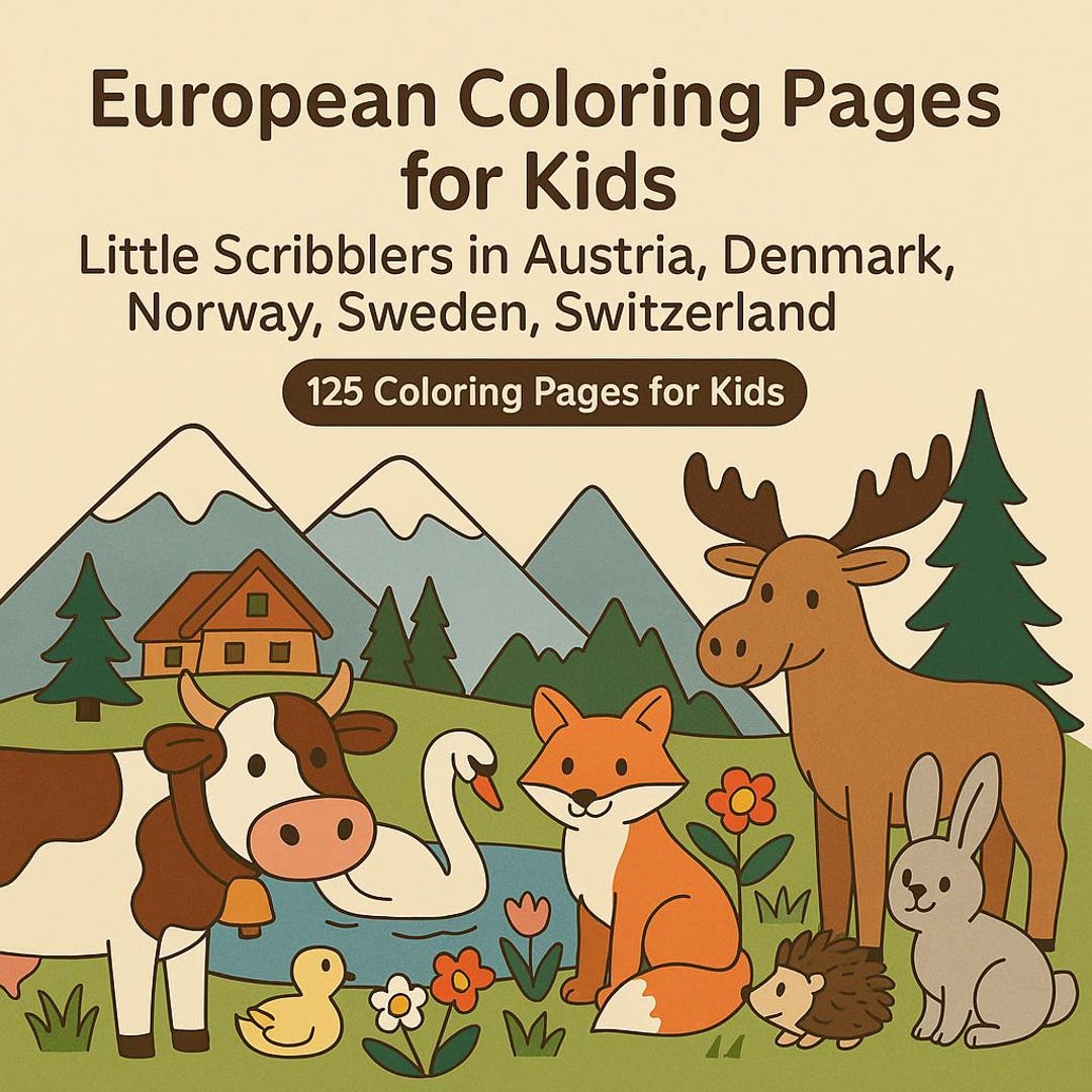 Europe Coloring Pages: Kids' Educational Activity Mega Bundle (125 ...
