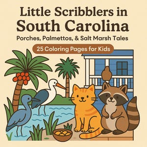 South Carolina Coloring Pages for Kids – 25 Printable Sheets | Little Scribblers | Coastline, History, Wildlife | Digital Download