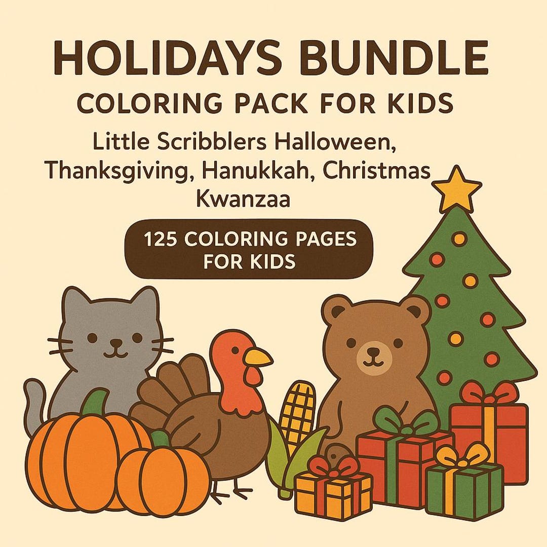 Holiday Coloring Pages for Kids – 125 Printable Sheets (PDF Pattern) - Etsy