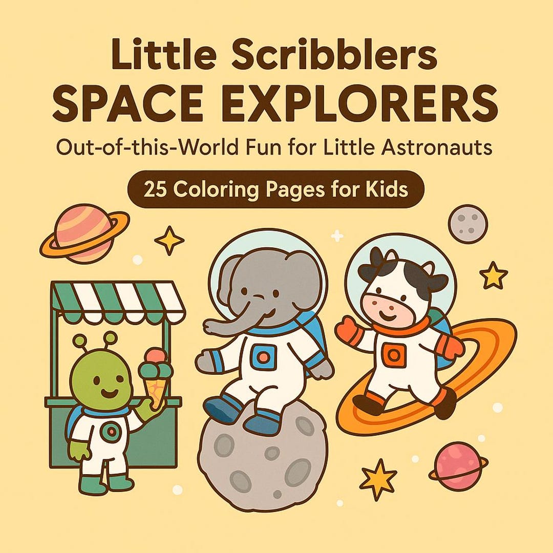 Space Coloring Pages for Kids: 25 Printable Planets &amp; Rockets (digital ...