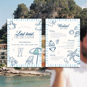 Coastal Grandma Bachelorette Itinerary Invitation Template, Last Toast on the Coast,Beach Bachelorette Party,Editable Template,Bridal Shower
