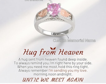 Personalized Hug From Heaven Memorial Angel Wings Ring, Birthstone Jewelry, Family Memorial Gift, Valentine's Day gift, Mother's Day Gift