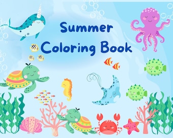 Sea Life Coloring Book: Summer Fun Activity Pages  (Digital Download)