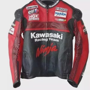 NOUVEAU KAWASAKI NINJA Blouson moto en cuir de vachette pour homme Blouson moto de course pour motards, Blouson cadeau pour motards