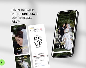 Wedding WEBSITE Invitation Template Canva Wedding Announcement E-Invite Animated Wedding Digital Invitation Countdown RSVP Wedding Template
