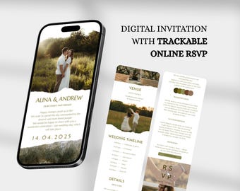 Digital Wedding Invitation Web Wedding Announcement Template Wedding E-Invite Editable Wedding Invite Minimalist Wedding Website Invitation