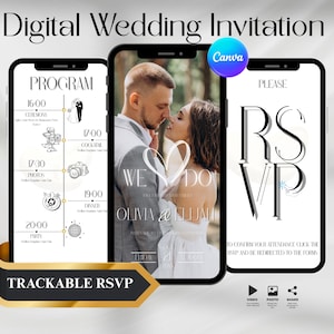Digital Wedding Invitation Web Template Wedding Announcement Canva Wedding Invite Editable Wedding Bundle Template Invitation Online RSVP