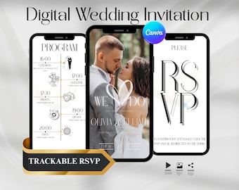Digital Wedding Invitation Web Template Wedding Announcement Canva Wedding Invite Editable Wedding Bundle Template Invitation Online RSVP