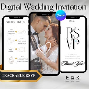 Hochzeitseinladung Website Hochzeitsankündigungsvorlage Hochzeit Canva Antwortkarten Online-Hochzeitseinladung Webvorlage Hochzeitseinladung Canva