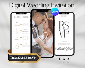 Wedding Invitation Website Wedding Announcement Template Wedding Canva RSVP Online Wedding Invite Web Template Marriage Invitation Canva