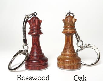 Custom Engraved Queen Chess Piece Keychain