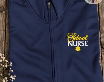 School Nurse Embroidered Full Zip Jacket, Back to School Nursing Crewneck, School Stafff Medical Shirt
