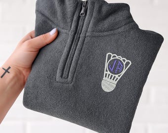 Personalized Embroidered Badminton Quarter Zipper, Custom Women's Sports Pullover, P019