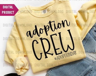 Adoption Crew PNG, Adoptive Mom Gift PNG, Minimalist Adoption Design, Pet Rescue Shirt Art, Orphanage Worker Clipart