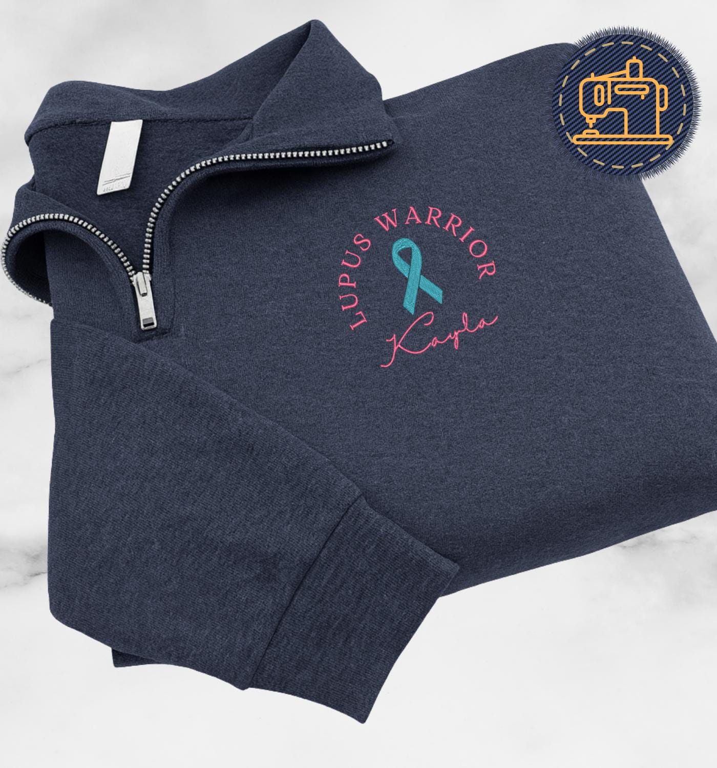 Embroidered Lupus Warrior Quarter Zip Sweatshirt, Autoimmune
