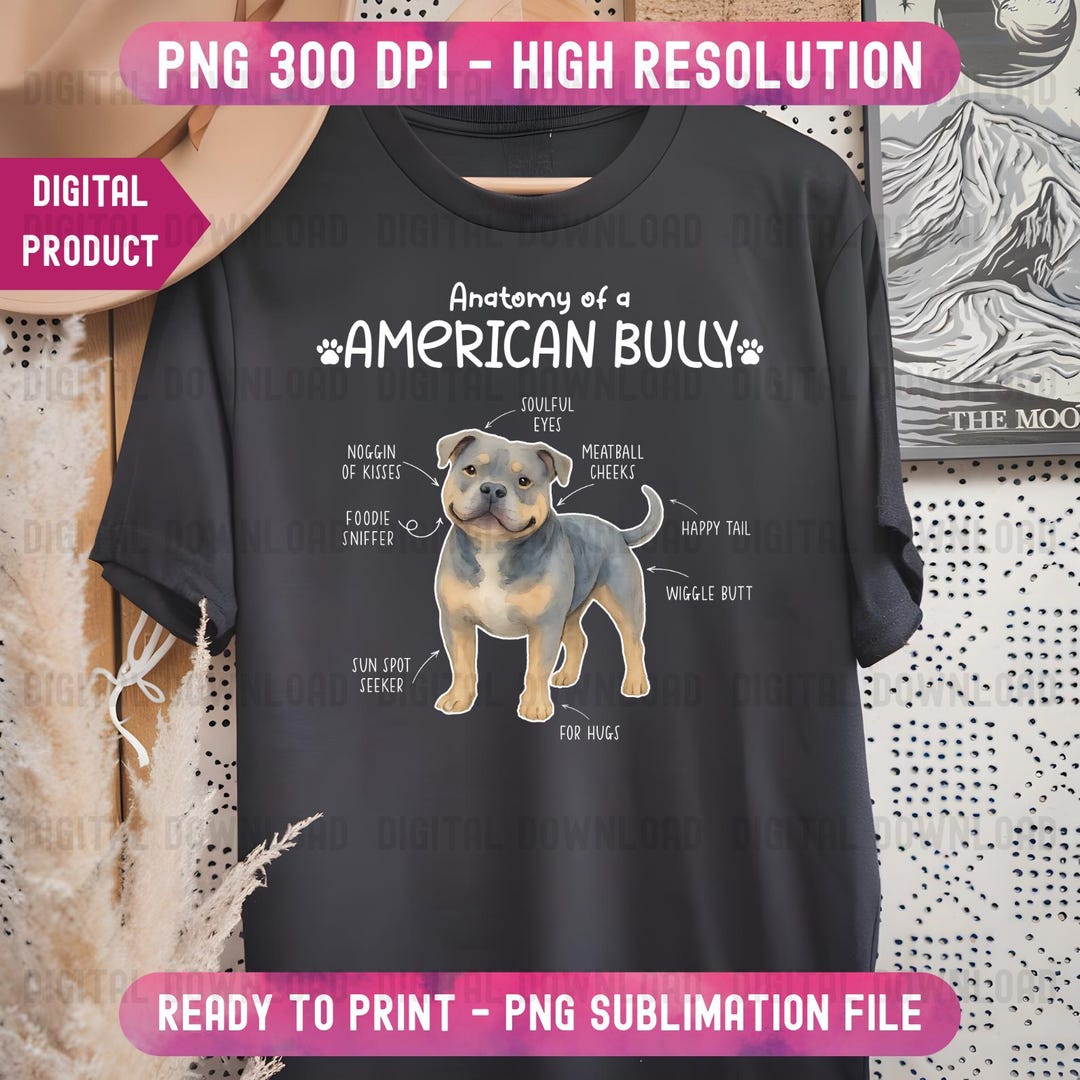 Designer Bully Anatomy of American Bully PNG, Mom Dad PNG, Women Men Gift, Mommy Daddy ...