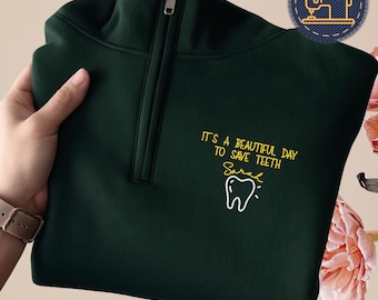 Sudadera con cremallera Dental Quarter, higienista dental personalizada, asistente dental personalizado, ropa para consultorio dental, dentista, J141