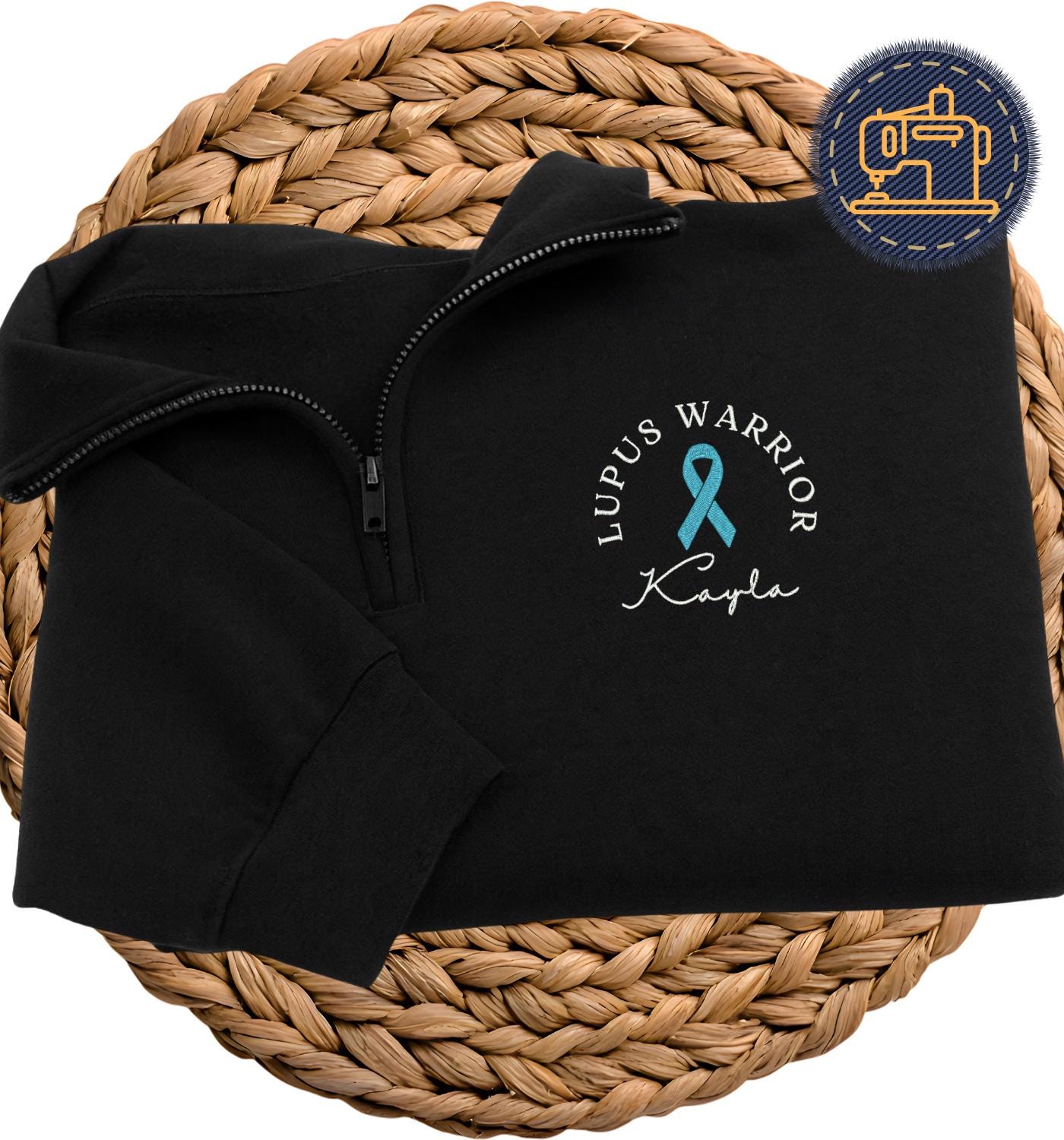 Embroidered Lupus Warrior Quarter Zip Sweatshirt, Autoimmune