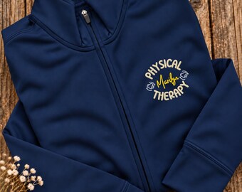 Physical Therapist Embroidered Full Zip Jacket, Personalized PT Name, Rehab Clinic Work Fleece and Therapy Staff Gift