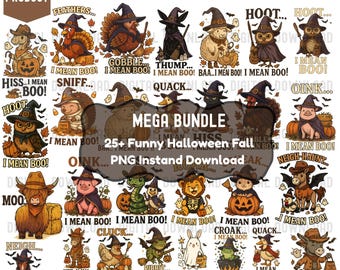 25+ Funny Halloween Fall PNG Bundle, Farm Animal Ghost Clipart, Cute Spooky Autumn Digital Download, Sarcastic Halloween Sublimation PNG