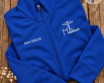Veterinarian Embroidered Full Zip Fleece, Personalized DVM Name, Veterinary Clinic Workwear and Vet Staff Gift