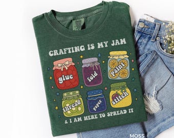 Crafting Is My Jam Shirt, Funny Crafter Life Tee, Sewing Quilting Vinyl T-Shirt, Handmade Maker Gift Top, DIY Arts and Crafts Tee, A180