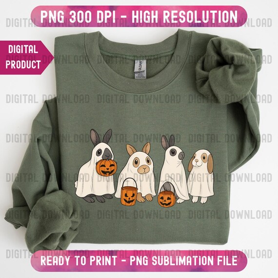 Rabbit Ghost Halloween PNG Design, Ghost Bunny Clipart, Spooky