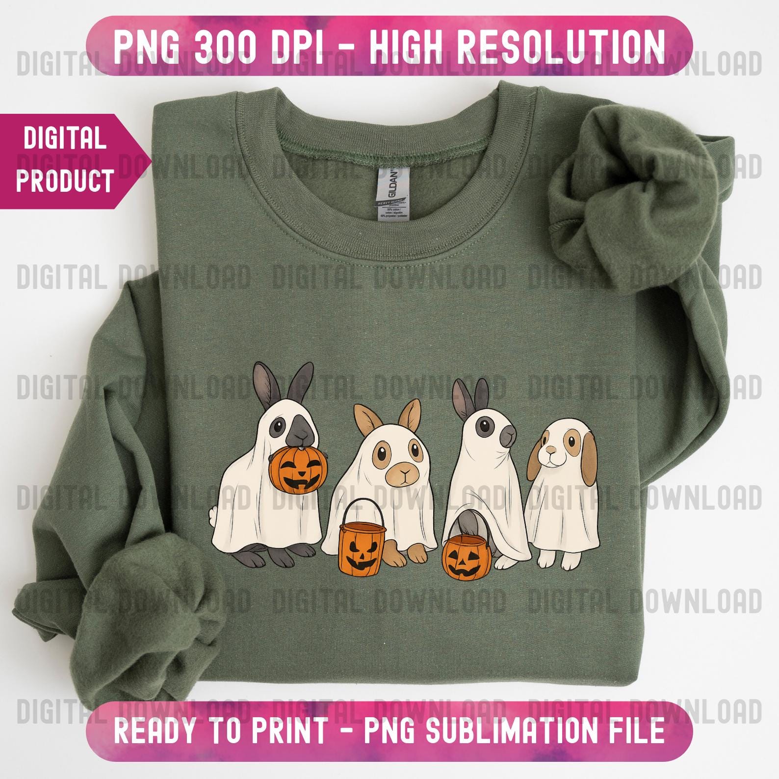 Rabbit Ghost Halloween PNG Design, Ghost Bunny Clipart, Spooky