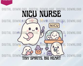 NICU Nurse Ghost PNG, Halloween Neonatal Nurse Clipart, Cute NICU Baby Ghost Design, Spooky Rn Digital Art, Nurse Halloween Art