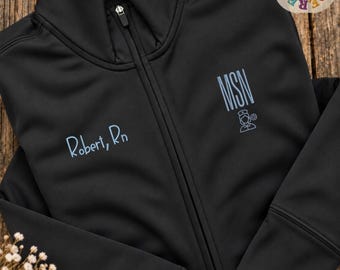 MSN Nurse Embroidered Full Zip Fleece, Personalized RN Name, Master of Science in Nursing Graduation and Workwear Gift