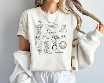 Future Mrs Shirt Coastal Cowgirl Bride Tee, Fiancée Shirt Bride to Be Engagement, Newly Engaged Gift for Her, Custom Bride Gift, A133