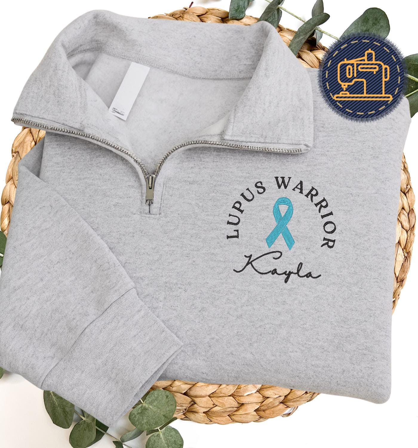 Embroidered Lupus Warrior Quarter Zip Sweatshirt, Autoimmune