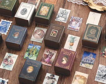 Retro Mini Card Collection Material Package Set | Van Gogh Musha Scrapbook Paper, Junk Journal, Ephemera Supplie, Craft Paper for Journaling