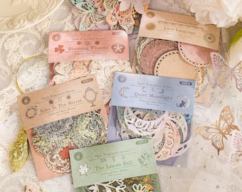 Dim Fragrance Lace Papier-Set | Spitze Ephemera, Scrapbook Papier, Junk Journal Kit, Ephemera Zubehör, Kraft Papier für Journaling, Scrapbooking
