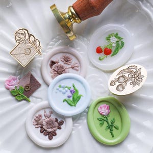 Geprägte Blumen | Tropischer Wald | Kupferwachs-Siegelstempel | Benutzerdefinierte Metallkopf | Metallstempel für Karten, Schreibwaren, Umschläge & Einladungen