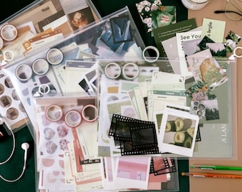 Artistic Camera Notebook Material Package Set | Scrapbook Paper, Junk Journal Kit, Ephemera Supplies, Craft Paper for Journaling