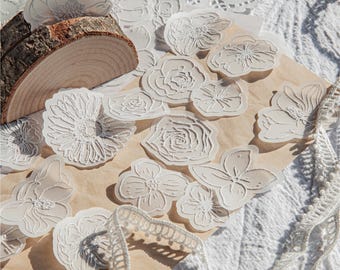 Dreamy Wwedding Flowers Sulfuric Acid Paper | Lace Ephemera, Scrapbook Paper, Junk Journal, Ephemera Supplies, Craft Paper for Invitation