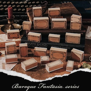 Houten stempelset fantastische serie barok | Plannerstempel, junkjournaal, benodigdheden voor kortstondige verschijnselen, ambachtelijk papier voor logboeken, scrapbooking
