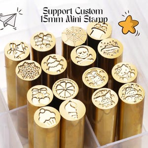 Personalisierter Ihr Logo Mini 15 mm Stempel | Kupferwachs-Siegelstempel | Benutzerdefinierte Metallkopf | Metallstempel für Karten, Schreibwaren, Umschläge & Einladungen