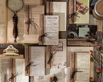Attic Book Collection Material Package Set | Scrapbook Paper, Junk Journal Kit, Ephemera Supplies, Craft Paper for Journaling