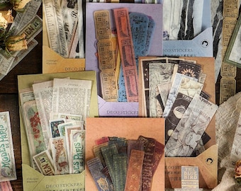 Vintage Retro Deco Stickers Set | For Scrapbook Paper, Junk Journal Kit, Ephemera Supplies, Craft Paper for Journaling