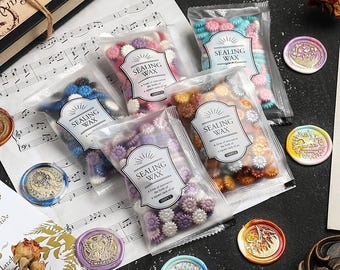 Cera de color Morandi, perlas de lacre translúcidas de girasol, para sobres, invitaciones de boda, 100 unidades por bolsa