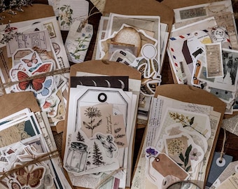 Vintage Collection Room Material Package Set | Scrapbook Paper, Junk Journal Kit, Ephemera Supplies, Craft Paper for Journaling