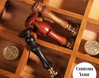 Personalised Wax Seal Stamp With Vintage Sandalwood Handle, Custom logo Wax Seal Stamp for Wedding Invitation, Custom letter Wax Stamp