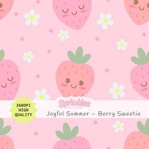 Joli modèle sans couture de fraises souriantes pour l'été, travaux manuels créatifs, fruits kawaii, art numérique pour décoration de chambre de bébé, cliparts répétés pour enfants